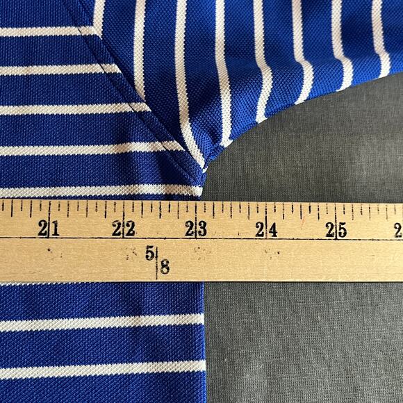 FootJoy Golf Polo Shirt Mens Large Blue White Striped Short Sleeve Outdoor - Picture 9 of 9